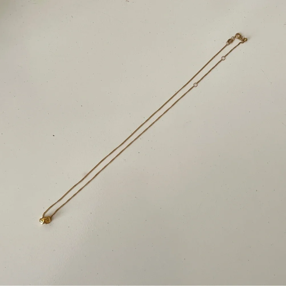 Gold Necklace with Textured Quilted Barrel Pendant - Picture 2 of 8